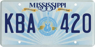 MS license plate KBA420