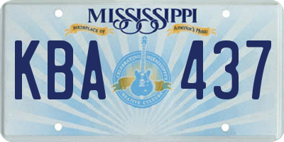 MS license plate KBA437