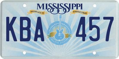 MS license plate KBA457