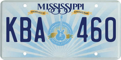 MS license plate KBA460