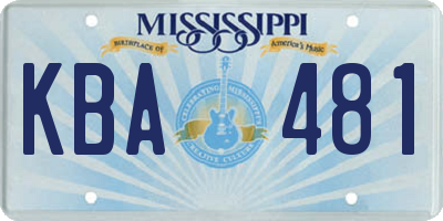 MS license plate KBA481