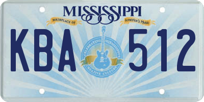 MS license plate KBA512