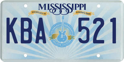 MS license plate KBA521