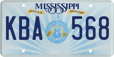 MS license plate KBA568