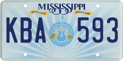 MS license plate KBA593