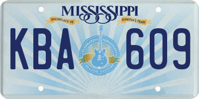 MS license plate KBA609