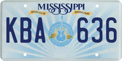 MS license plate KBA636