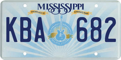 MS license plate KBA682