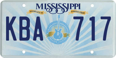 MS license plate KBA717
