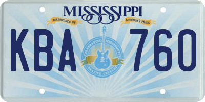 MS license plate KBA760