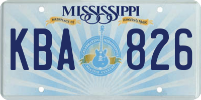 MS license plate KBA826
