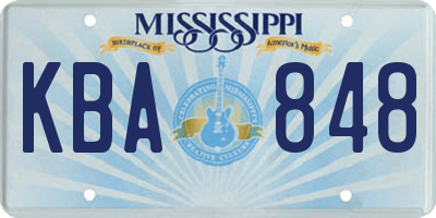 MS license plate KBA848