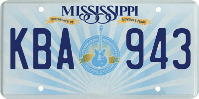 MS license plate KBA943
