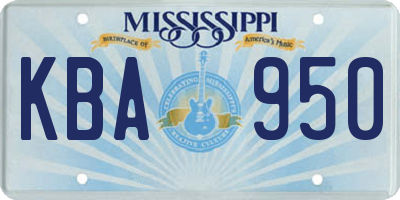 MS license plate KBA950