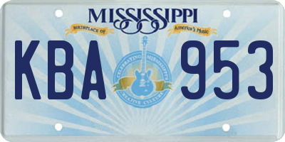 MS license plate KBA953
