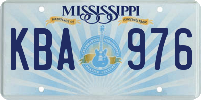 MS license plate KBA976