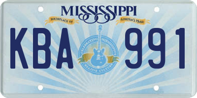 MS license plate KBA991