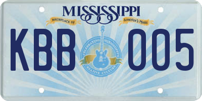 MS license plate KBB005