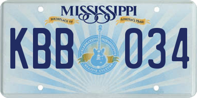 MS license plate KBB034