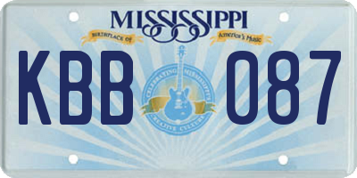 MS license plate KBB087