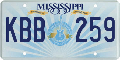 MS license plate KBB259