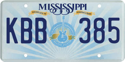 MS license plate KBB385