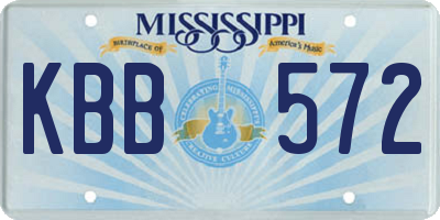 MS license plate KBB572