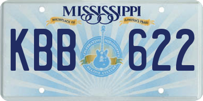 MS license plate KBB622