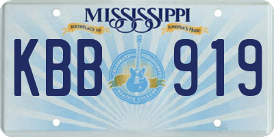 MS license plate KBB919