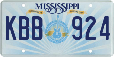 MS license plate KBB924