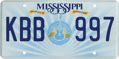 MS license plate KBB997