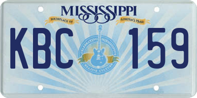 MS license plate KBC159