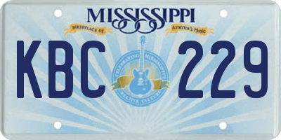 MS license plate KBC229