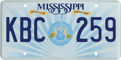 MS license plate KBC259
