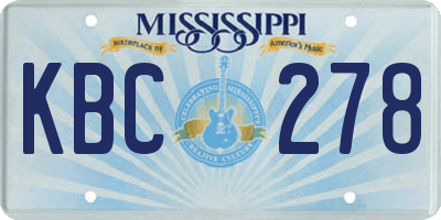 MS license plate KBC278