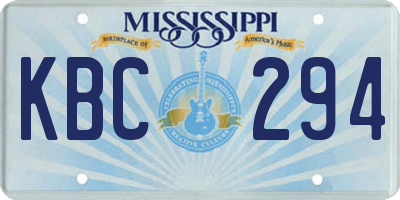 MS license plate KBC294