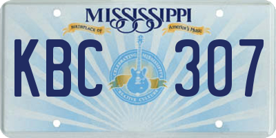 MS license plate KBC307
