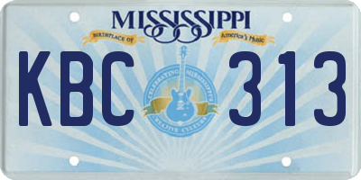MS license plate KBC313