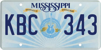 MS license plate KBC343