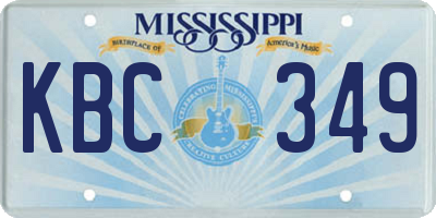 MS license plate KBC349