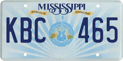 MS license plate KBC465