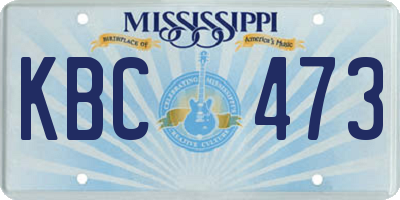 MS license plate KBC473