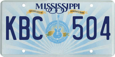 MS license plate KBC504