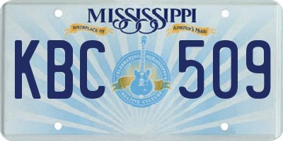 MS license plate KBC509