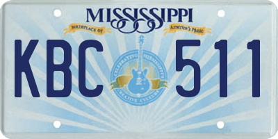 MS license plate KBC511