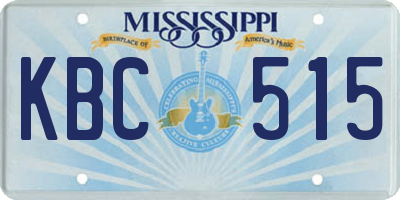 MS license plate KBC515