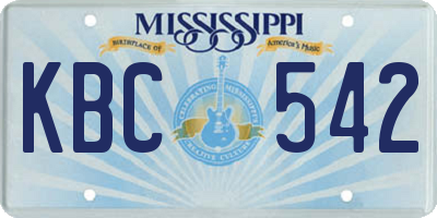 MS license plate KBC542