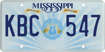 MS license plate KBC547