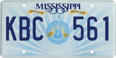 MS license plate KBC561