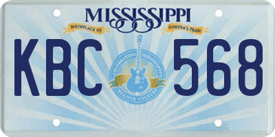 MS license plate KBC568